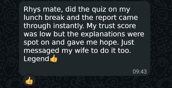 Screenshot of Client testimonial from John in Cheltenham