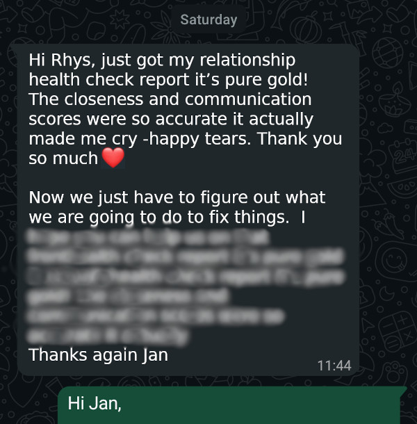 Screenshot of Client testimonial from Lauren in Bridgend