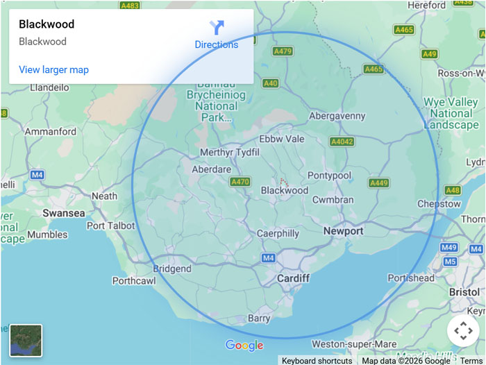 Map showing couples counselling near me in Blackwood