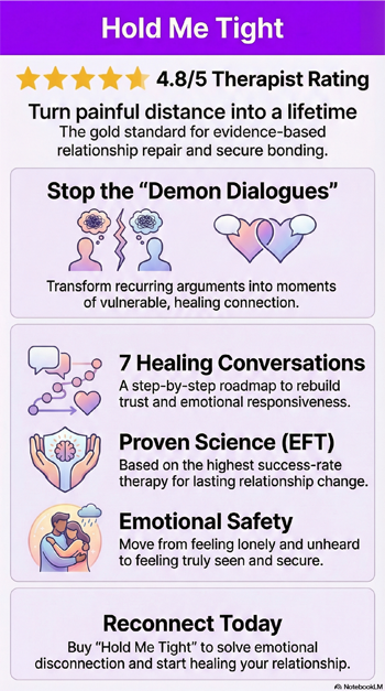 Hold Me Tight: Seven Conversations for a Lifetime of Love by Sue Johnson - Book Infographic