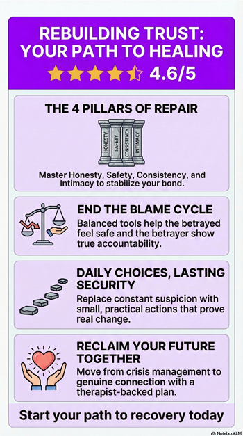 Rebuilding Trust: A Couple's Guide to Healing After Betrayal by Matt and Laura Burton - Book Infographic